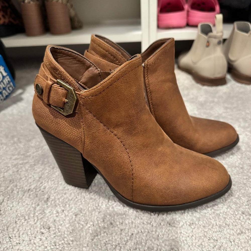 Brown Ankle Boots with Buckle Detail